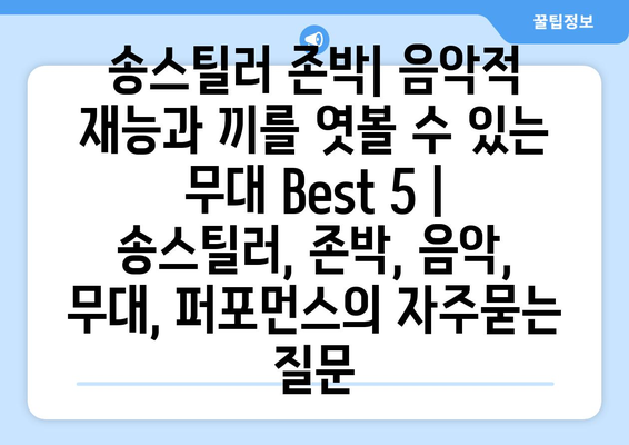 송스틸러 존박| 음악적 재능과 끼를 엿볼 수 있는 무대 Best 5 | 송스틸러, 존박, 음악, 무대, 퍼포먼스