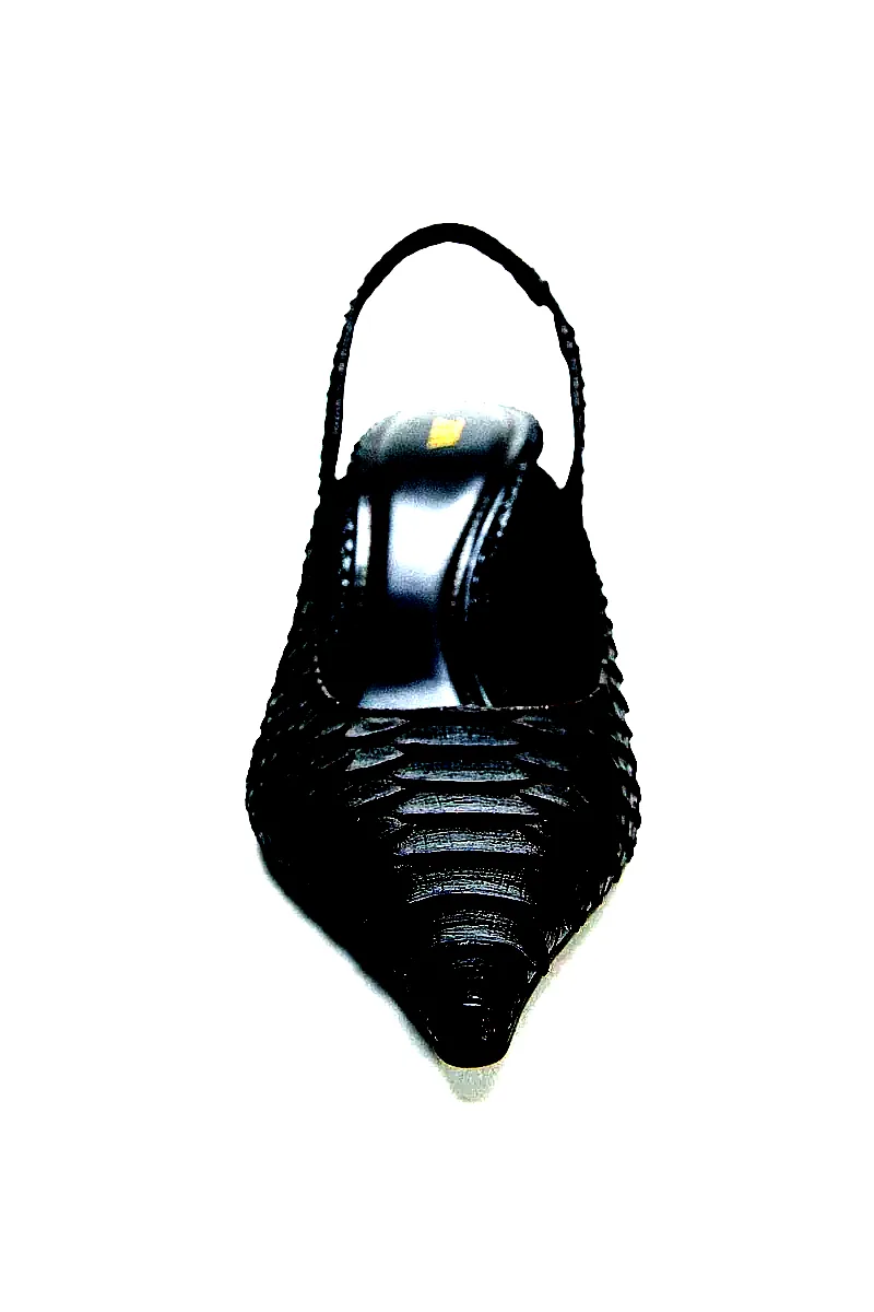 자라 테크니컬 엠보 슬링백 하이힐 슈즈 2251/710/700 BROWN 이미지 4